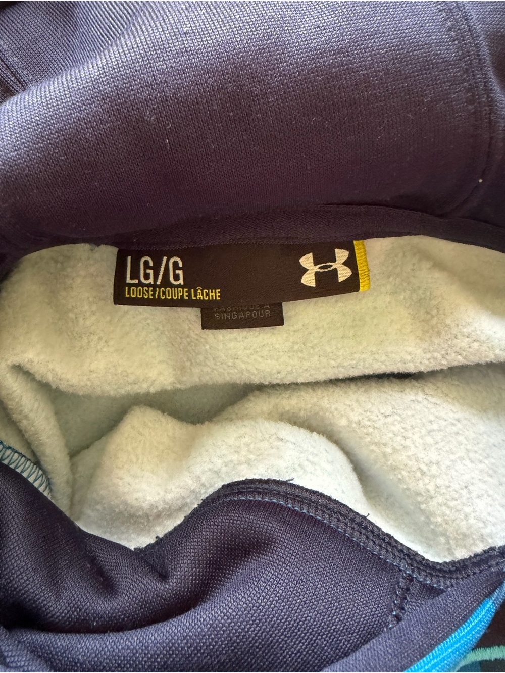 Under Armour Blue All Over Print Fleece Hoodie Men Large - Picture 2 of 4